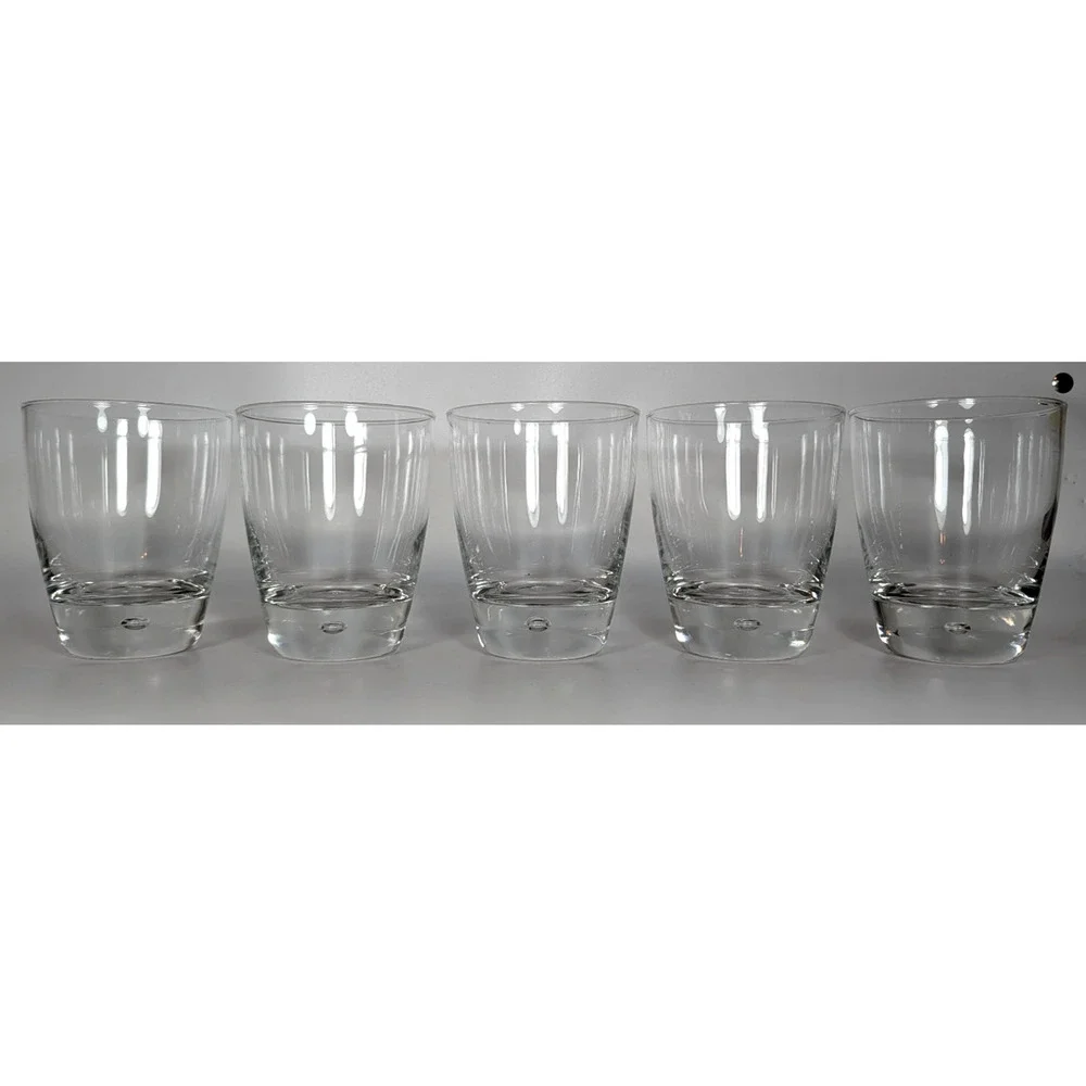 Bormioli Rocco Luna Double Old Fashioned Glasses 12 oz Bubble Base Set of 5